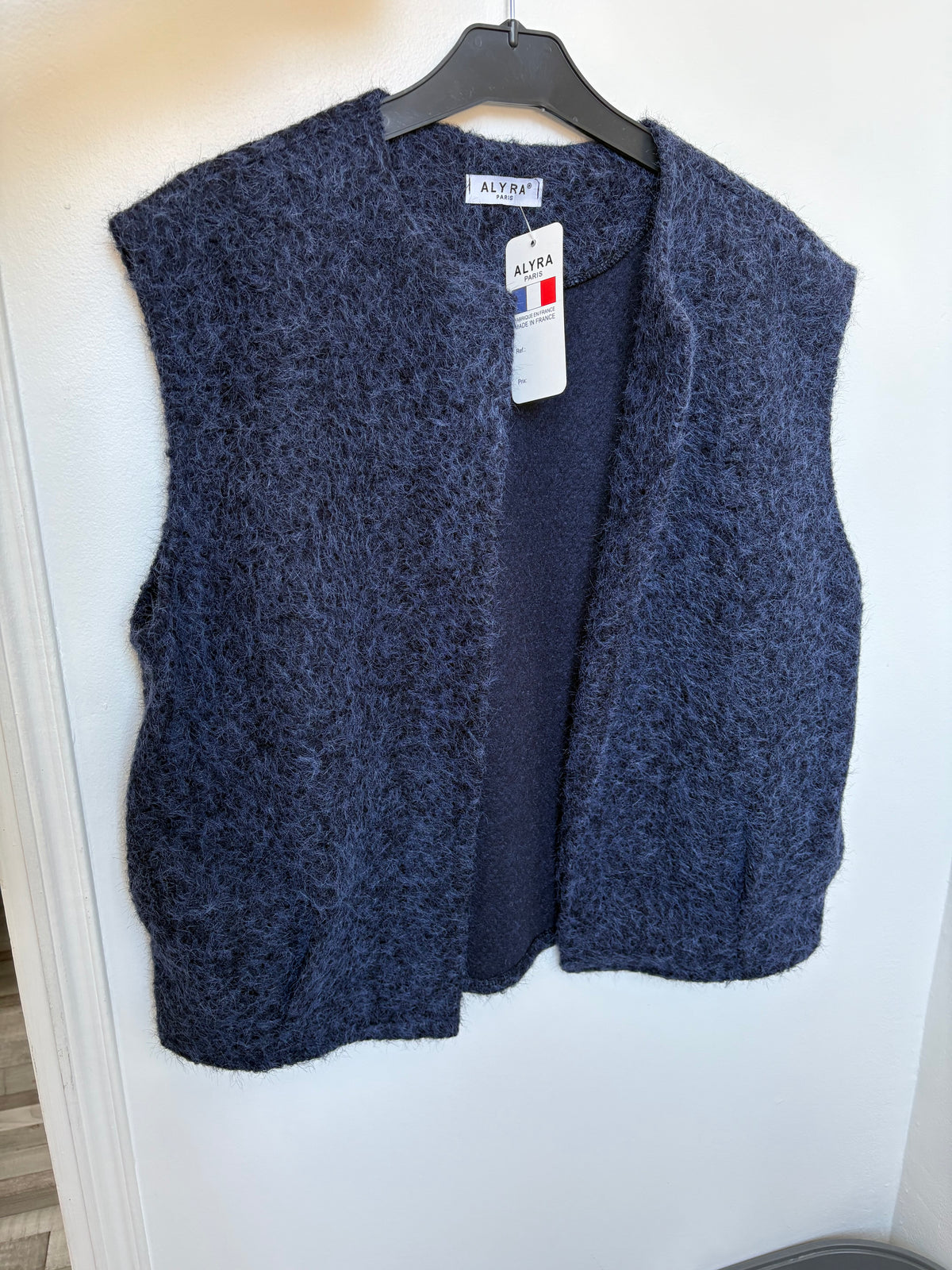 Veste sans manche en feutrine bleu marine