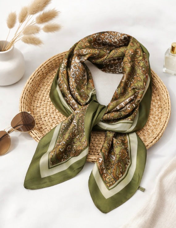 Foulard Carré Femme Vert Kaki