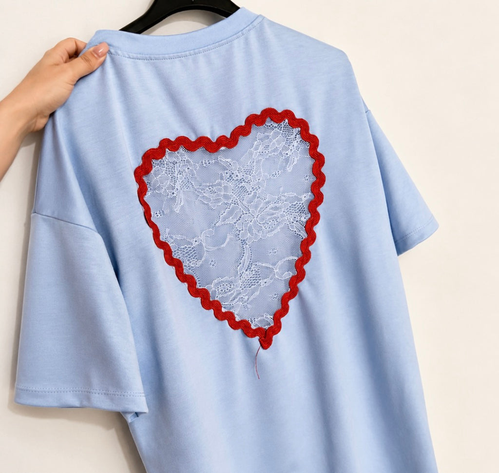 T-shirt Cœur en dentelle taille unique
