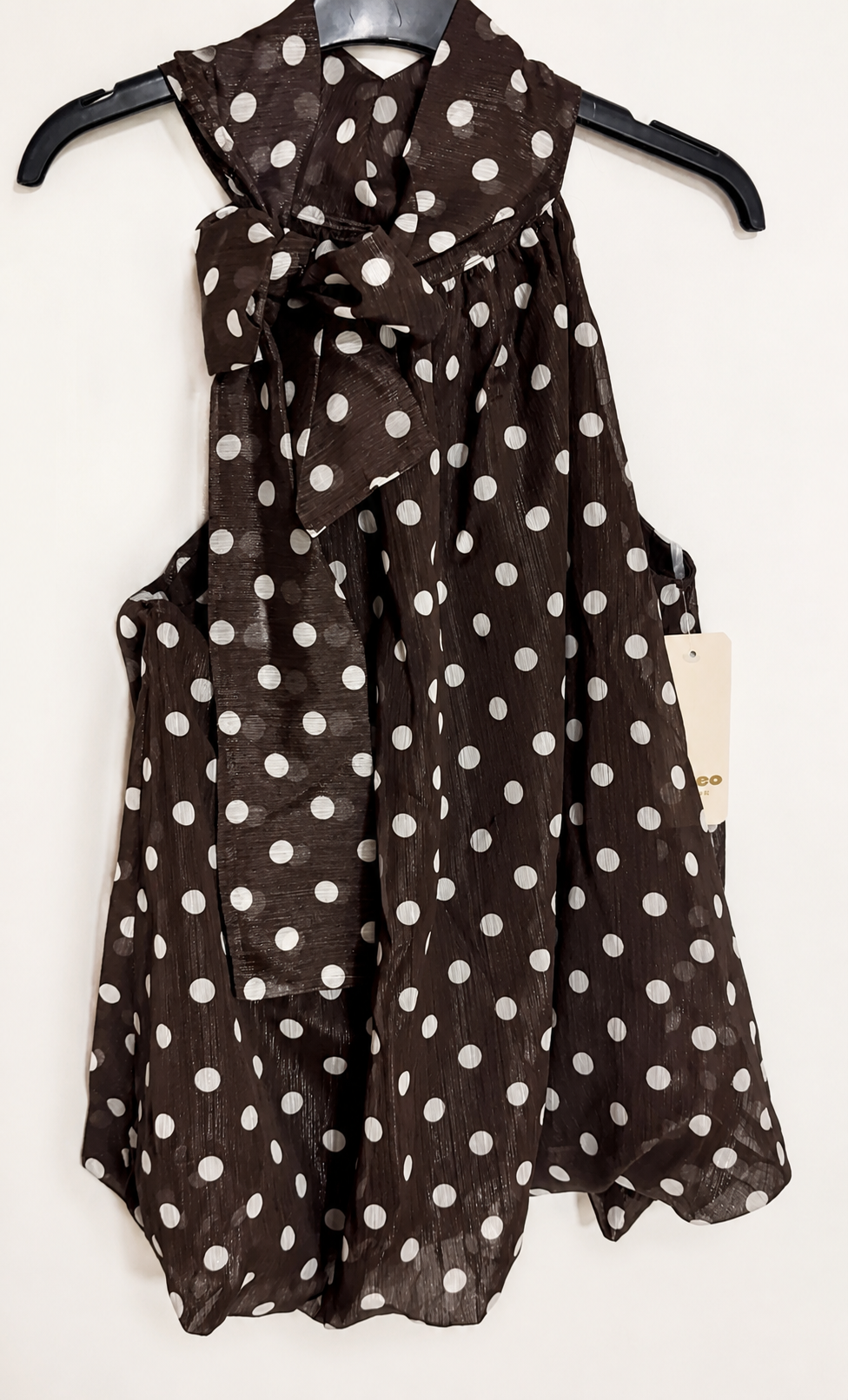 Blouse à pois avec nœud – Fabriquée en Italie